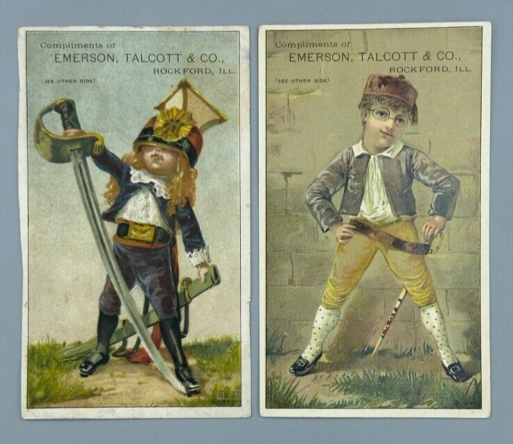 1880s FARM MACHINERY Emerson Talcott MOWER Advertising Trade Card ROCKFORD IL