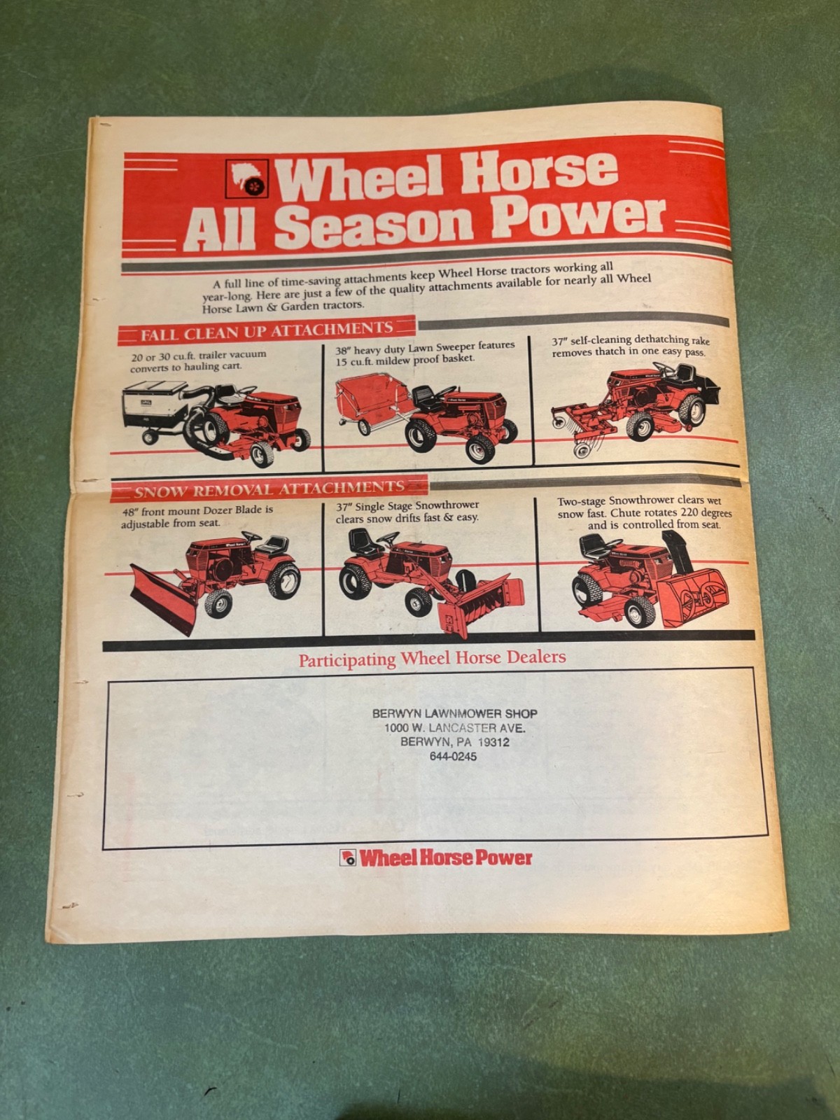 Original 1980&rsquo;s Wheel Horse Newspaper Style Advertising Brochure