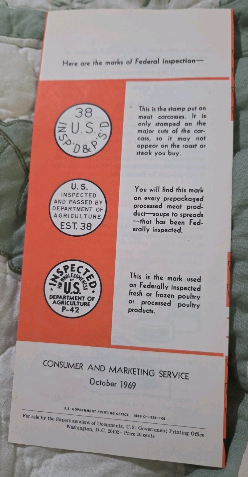 Meat & Poultry brochure published by the U.S. Department of Agriculture 1969