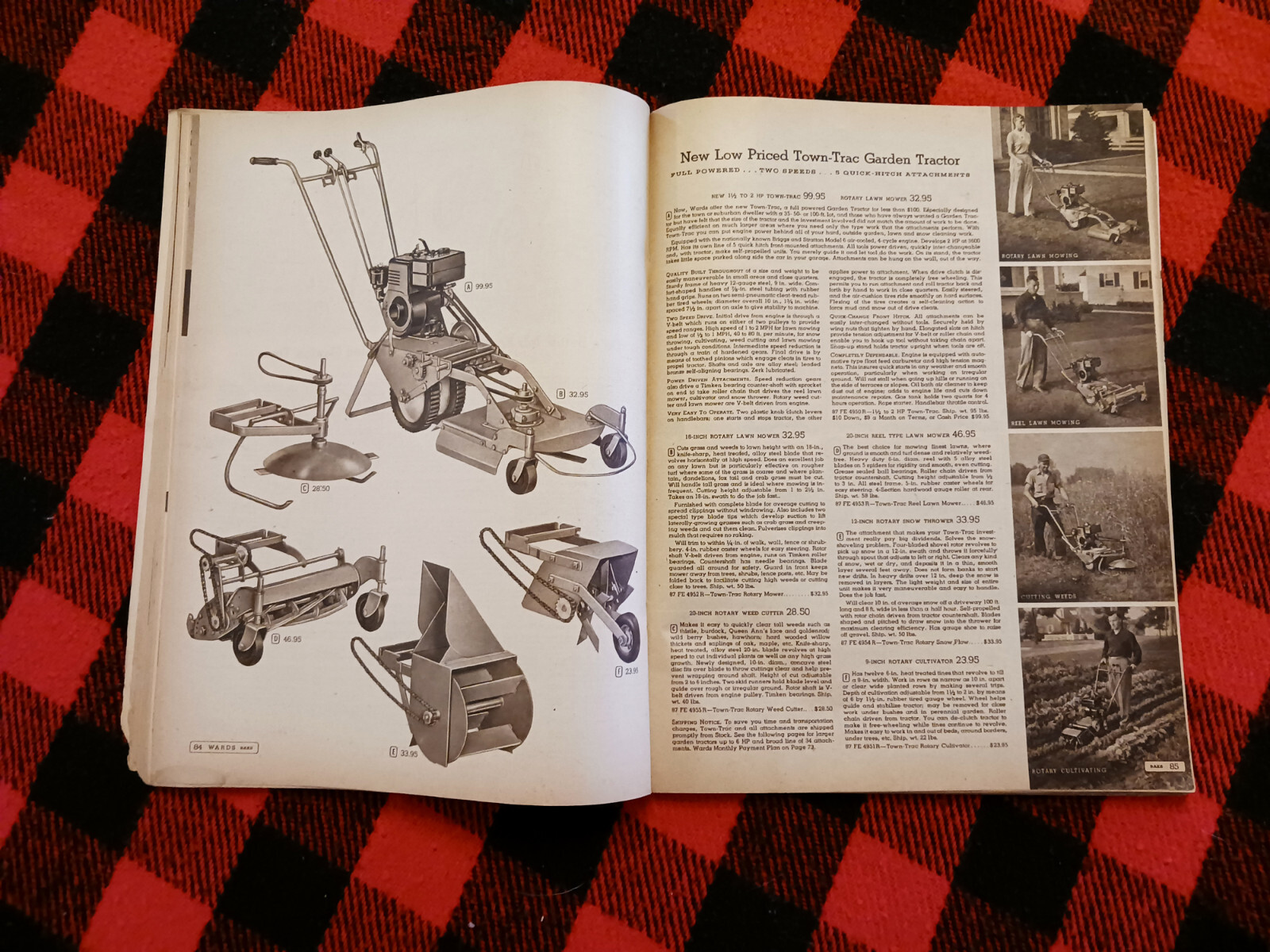 1953 Montgomery Ward Farm Catalog Wards Hoe Plow Trac Garden Tractor