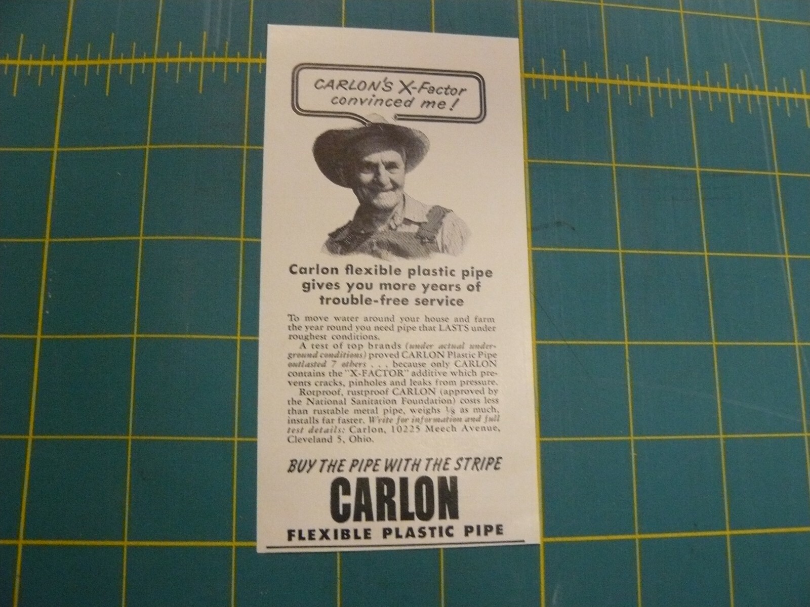 THE FARM QUARTERLY- SUMMER 1957-AD- CARLON Flexible plastic pipe / Cleveland, OH
