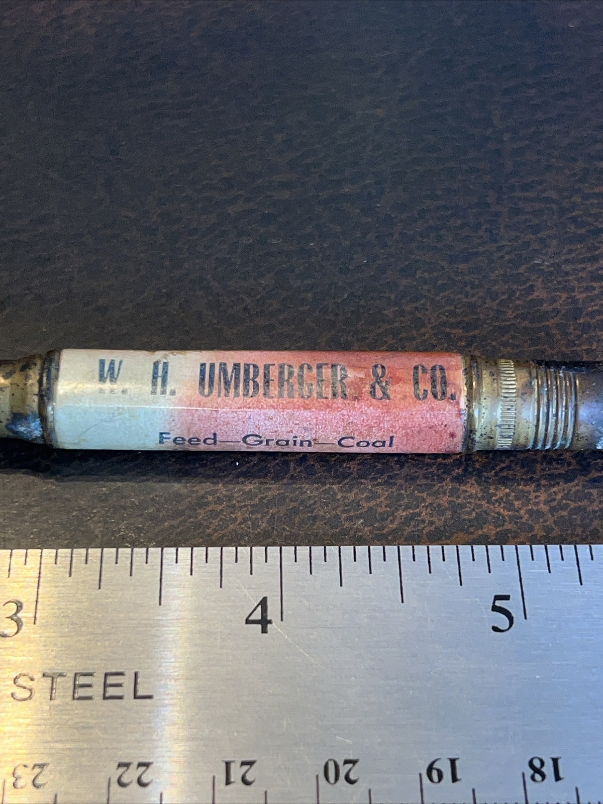 Vintage Early Farm Bullet Pencil WH Berger Feed Grain Coal Fontana Palmyra
