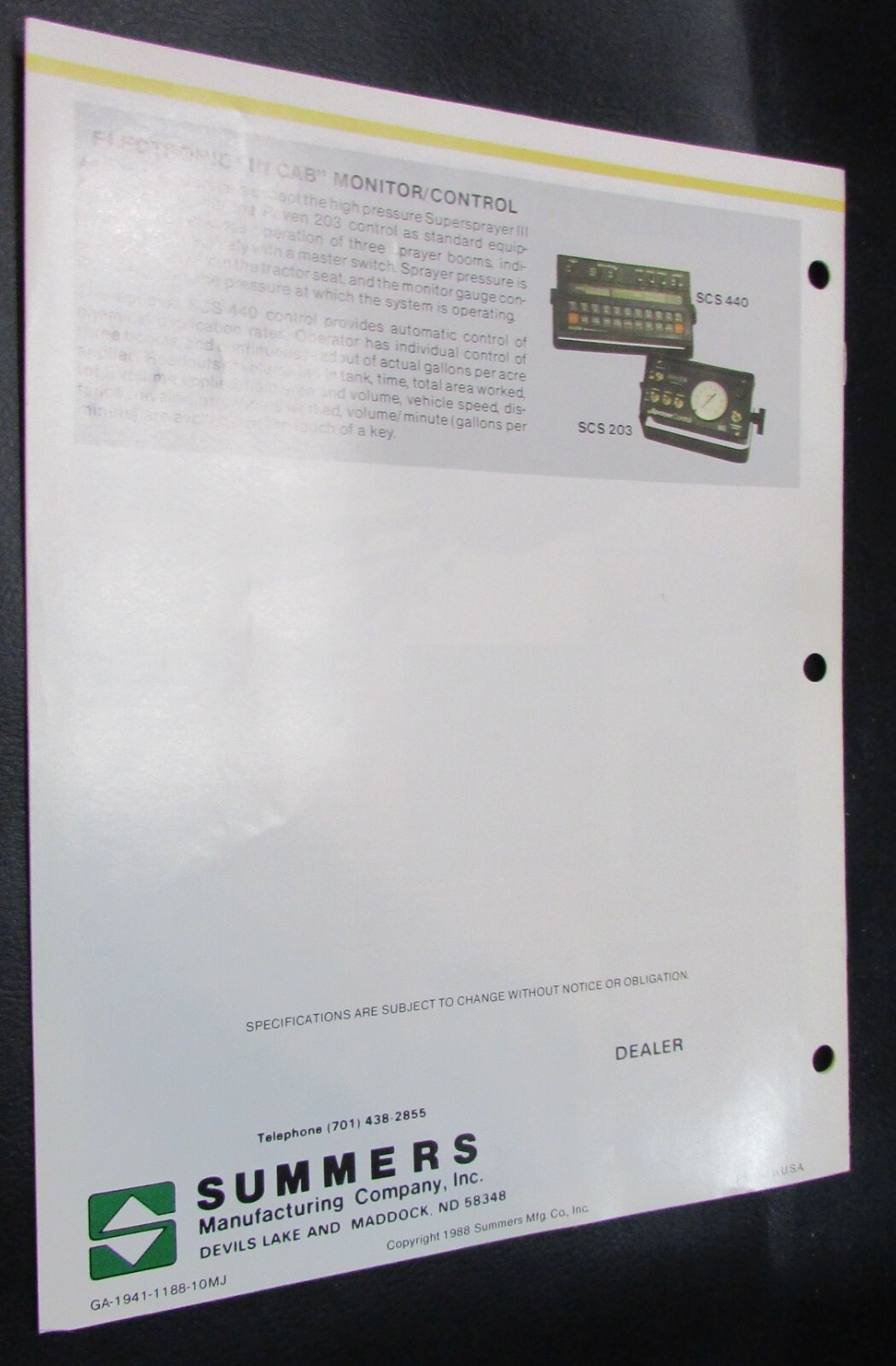 New Vintage 1988 Summers Mfg. Farm Field Sprayers 6 page 8×11 Brochure