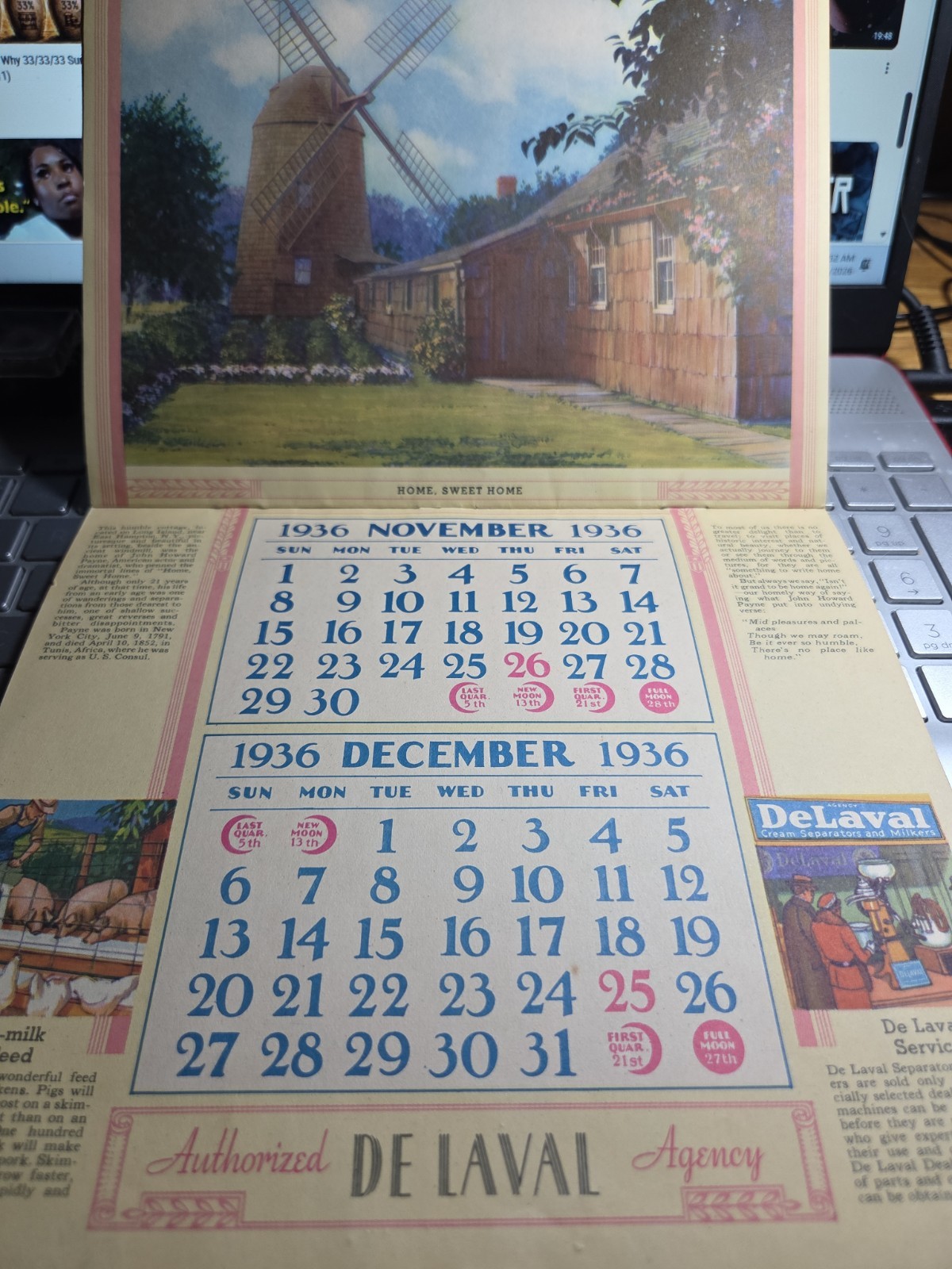 1936 Endicott Coop G L F Inc Union N Y Complete Advertsing Calendar