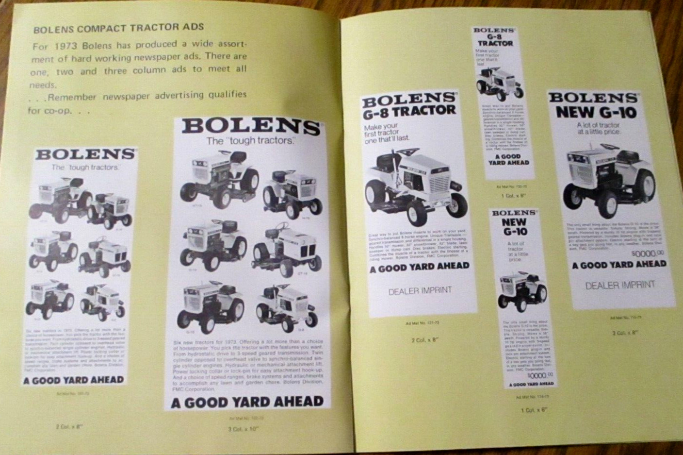Bolens Lawn Garden Tractor & Attachments & Mowers Dealer Advertising Sales Guide