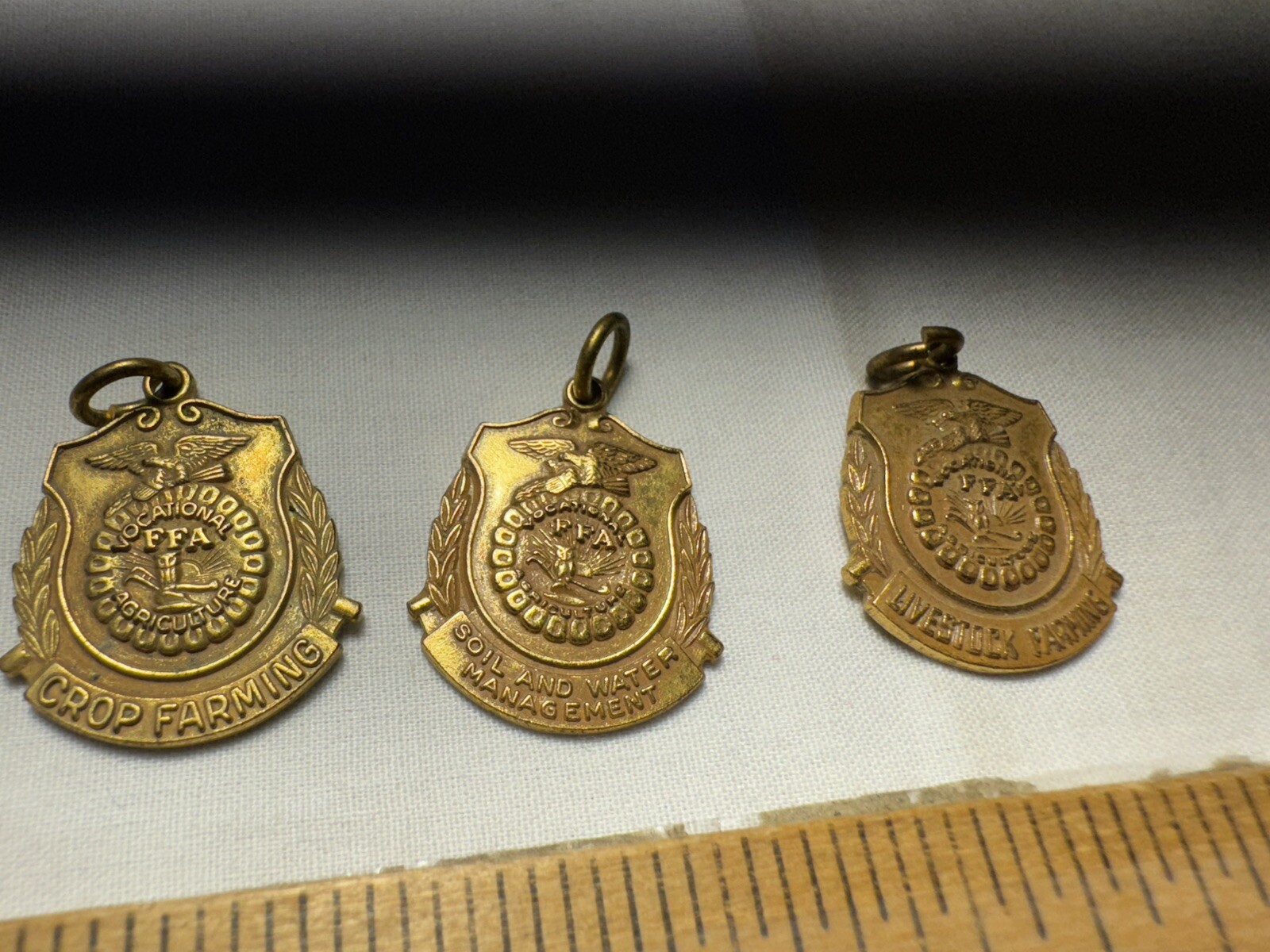 1940&rsquo;s Lot of 3 FFA Future Farmers of America Charms Pendants Livestock Crops