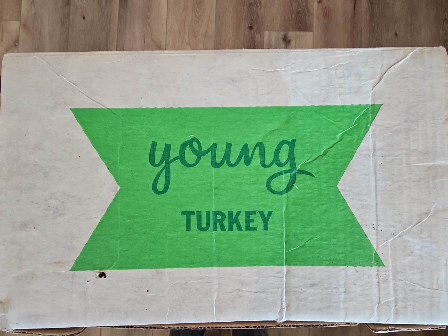 Vintage Cardbord Box Via&rsquo;s Turkeys Yucaipa Ca. 17×11&Prime; Good HANDLES 👍 1970&rsquo;s