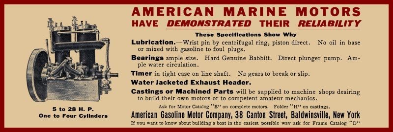 1908 American Marine Engines, Baldwinsville New York New Metal Sign: 6×18&Prime;