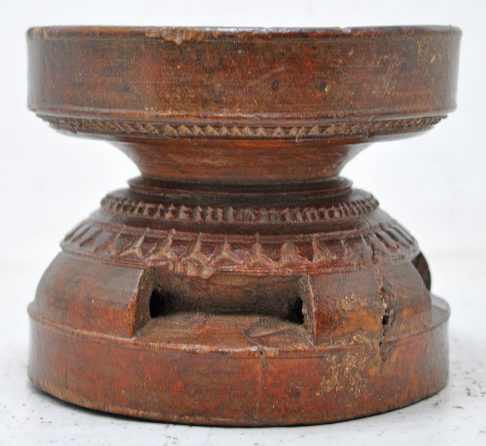 Antique Wooden Agricultural Seeder Bijni Original Old Hand Carved