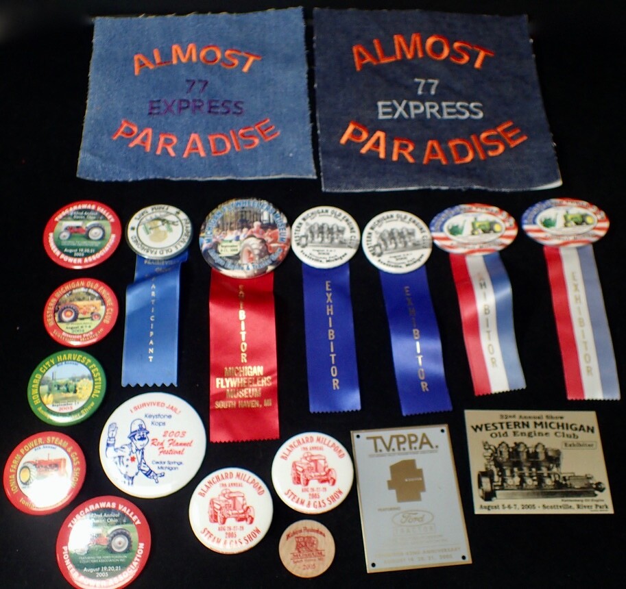 Vintage (19) ANTIQUE TRACTOR & GAS STEAM ENGINE SHOW Button Pins Ribbons Plaques