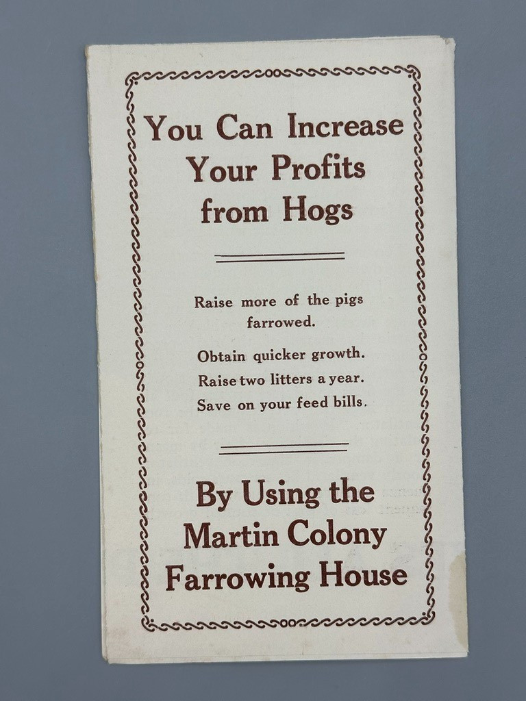 Vintage HOGS Farm MARTIN STEEL FARROWING HOUSE Advertising Brochure MANSFIELD OH
