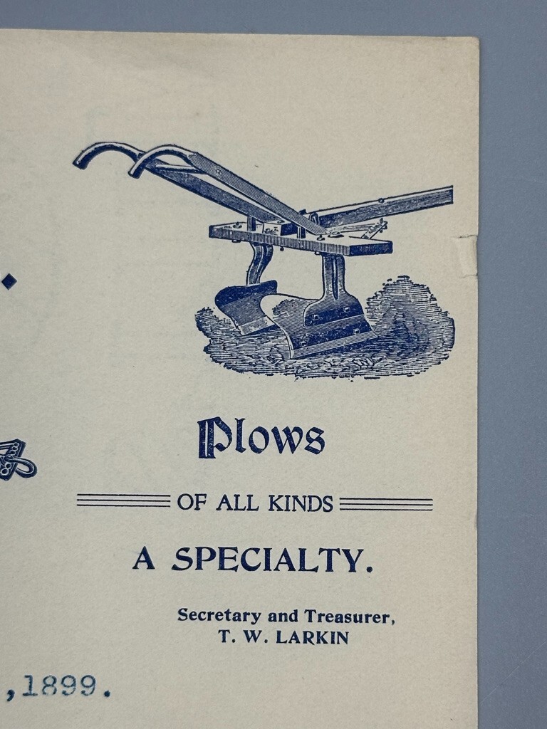 1899 LE ROY PLOW New York FARM Agricultural Implements Letter Antque ADVERTISING