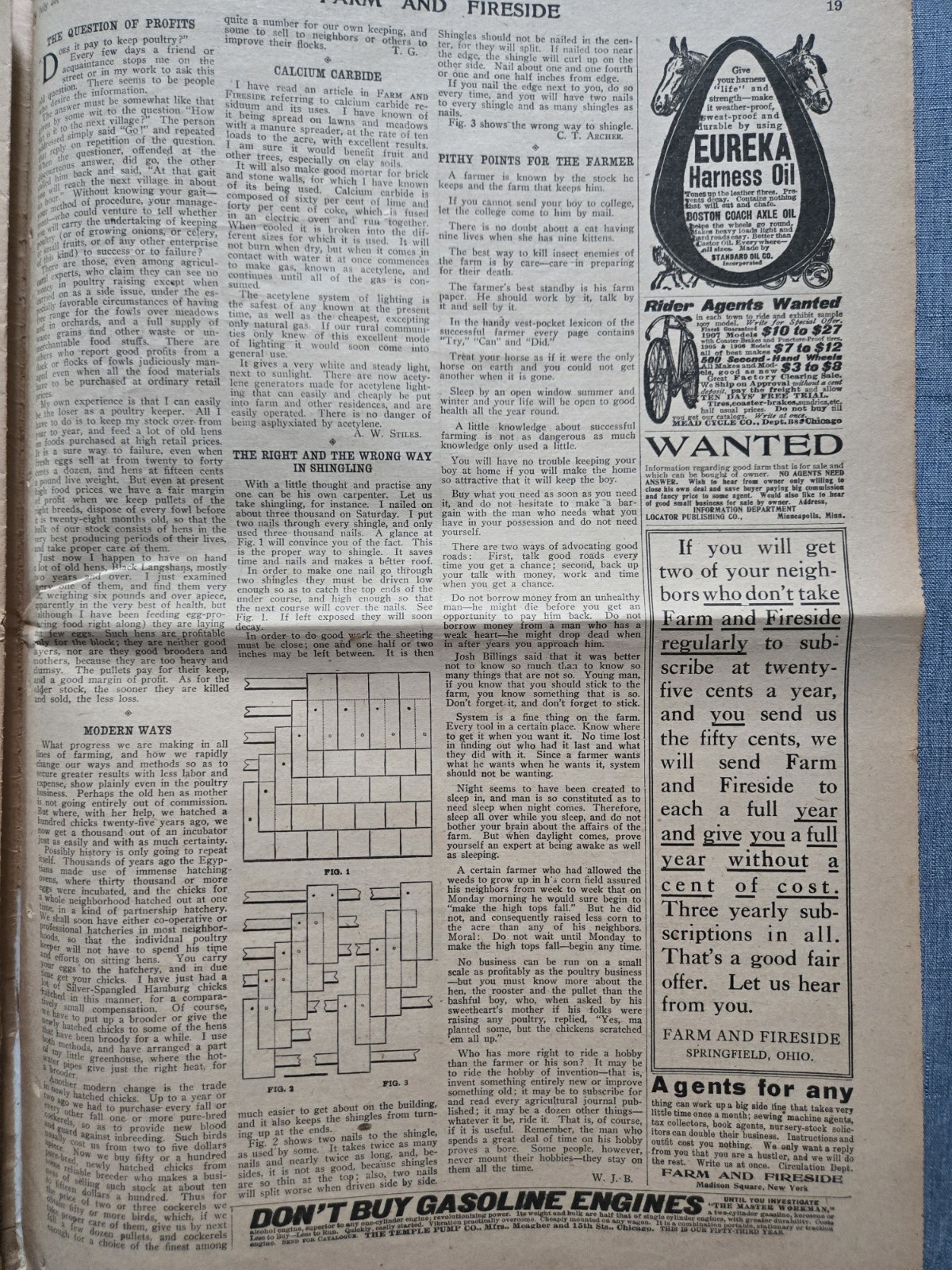 Farm & Fireside Newspaper July 25 1907 Articles Ads Fashion News Humor