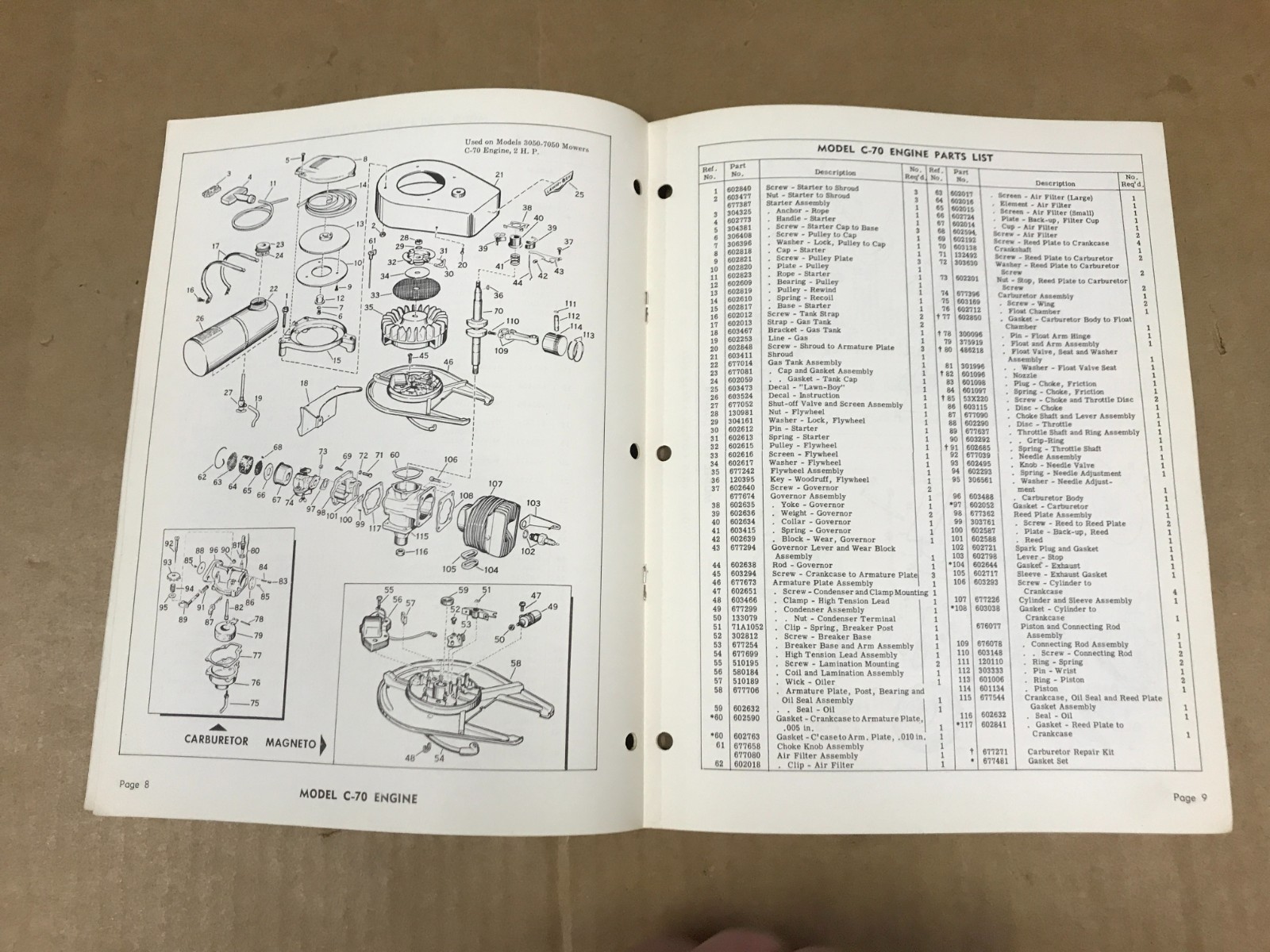 VTG 1959 Lawn Boy Illustrated Parts List – Mowers & Engines,Snow-Boys & Loafers