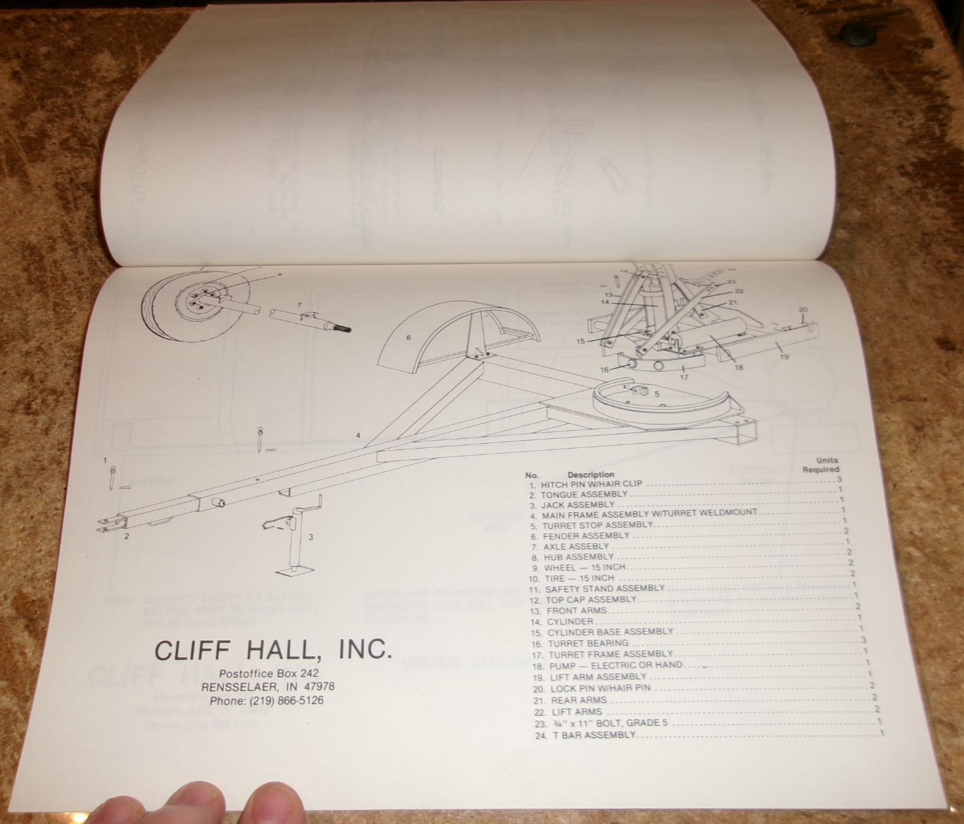 1979 cliff hall inc. turn-a-port operators + parts manual very good used