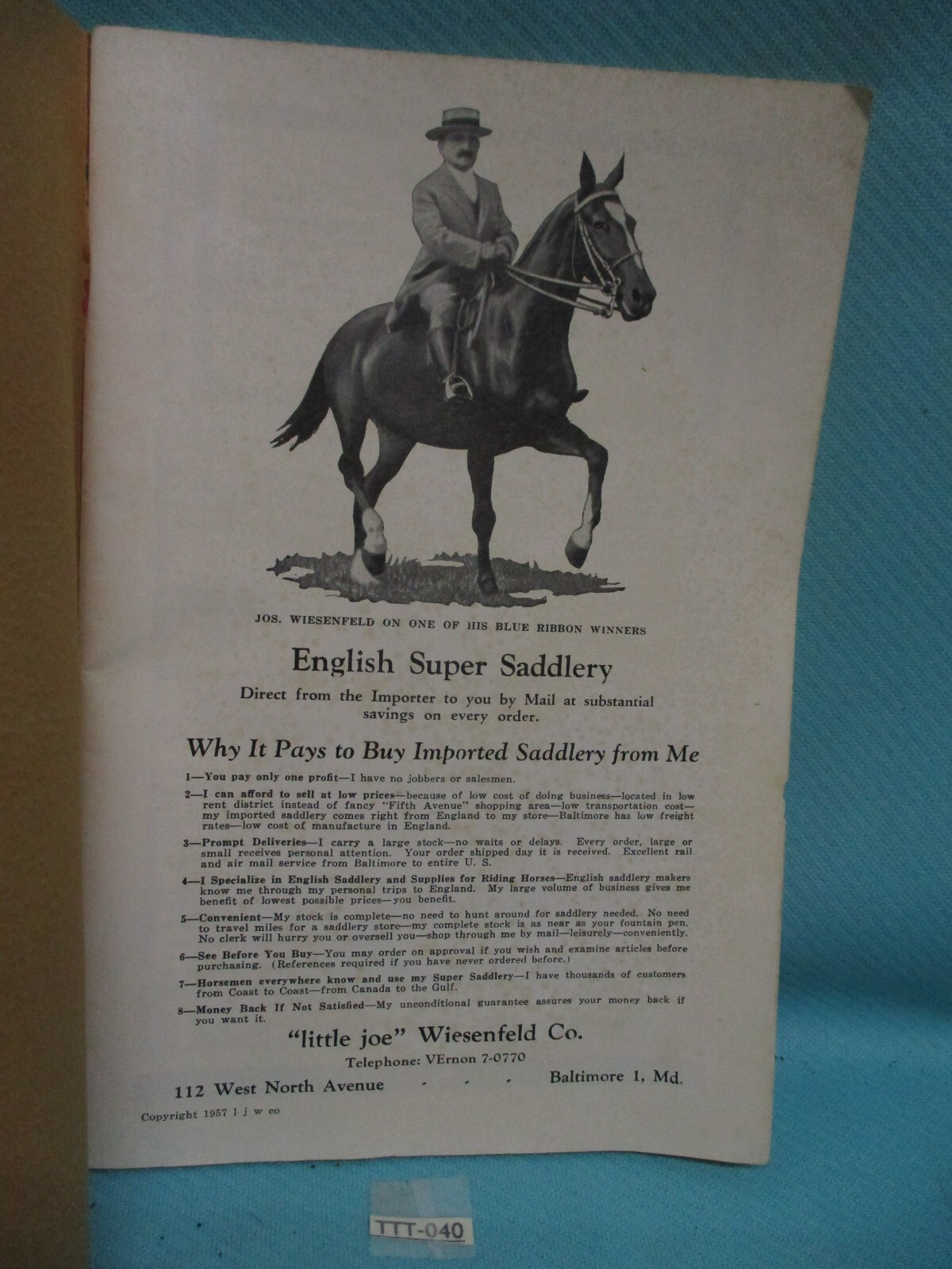 ORIGIONAL ENGLISH SUPER SADDLERY No 155 CATALOG 1957 with Prices Saddles Bits