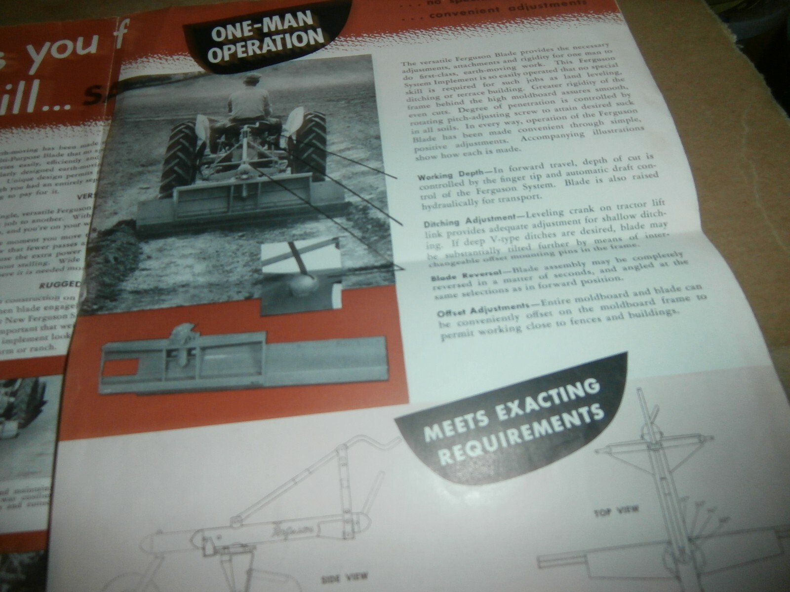 Vintage 1952 Ferguson Tractor Multi Purpose Blade Brochure