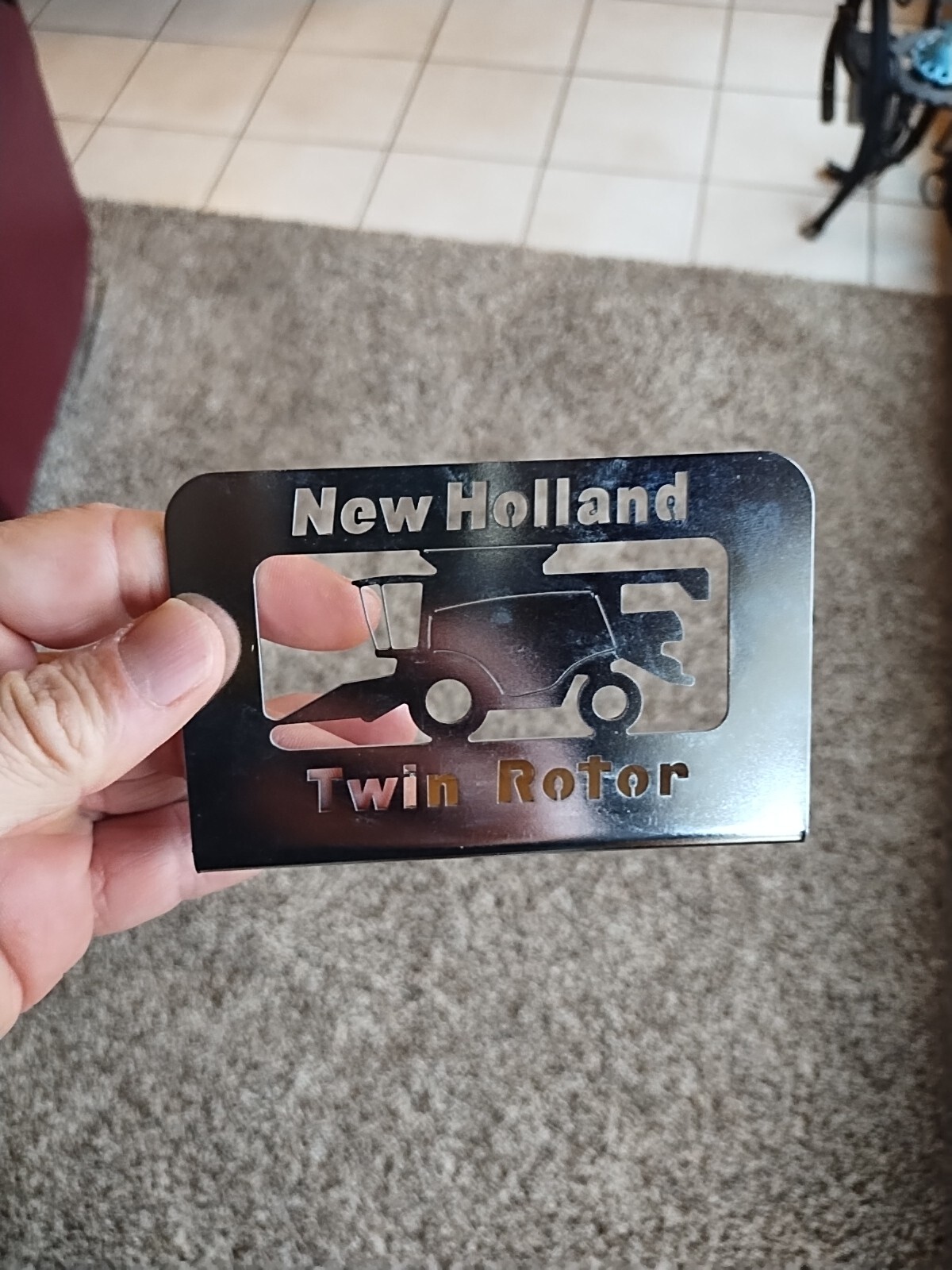 Vtg New Holland Twin Rotor Combine GRAND ISLAND PLANT Metal Emblem Sign Plate