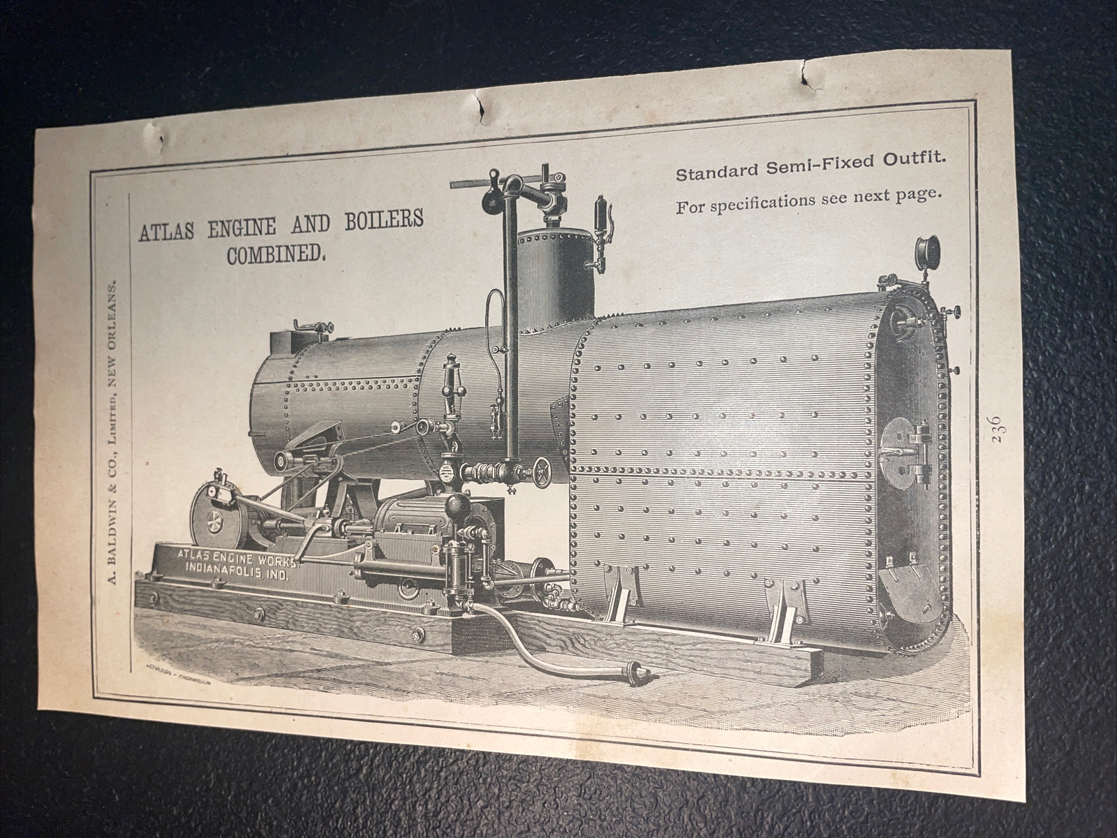 1891 Baldwin – Atlas Engine Works – Farm Advertising – Indianapolis New Orleans