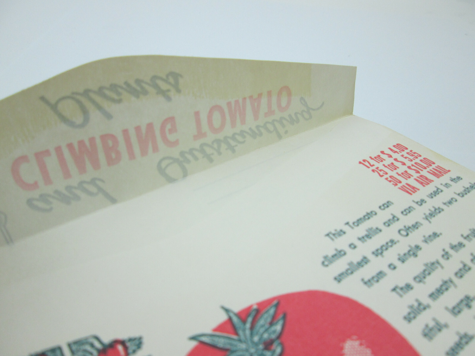 Vintage R.H. Shumway Seedsman Catalog Ordering Envelope Tomatos Seed Order
