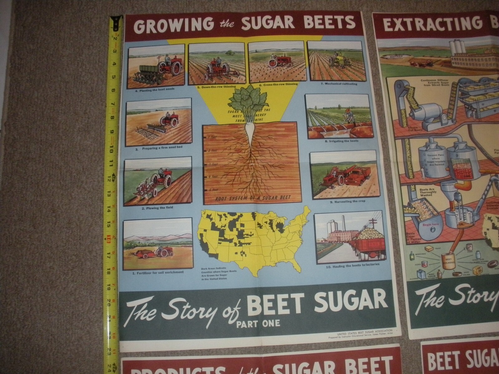 Rare Vintage 1950&rsquo;s? Extracting STORY Beet Sugar food Factory COMPLETE SET OF 4