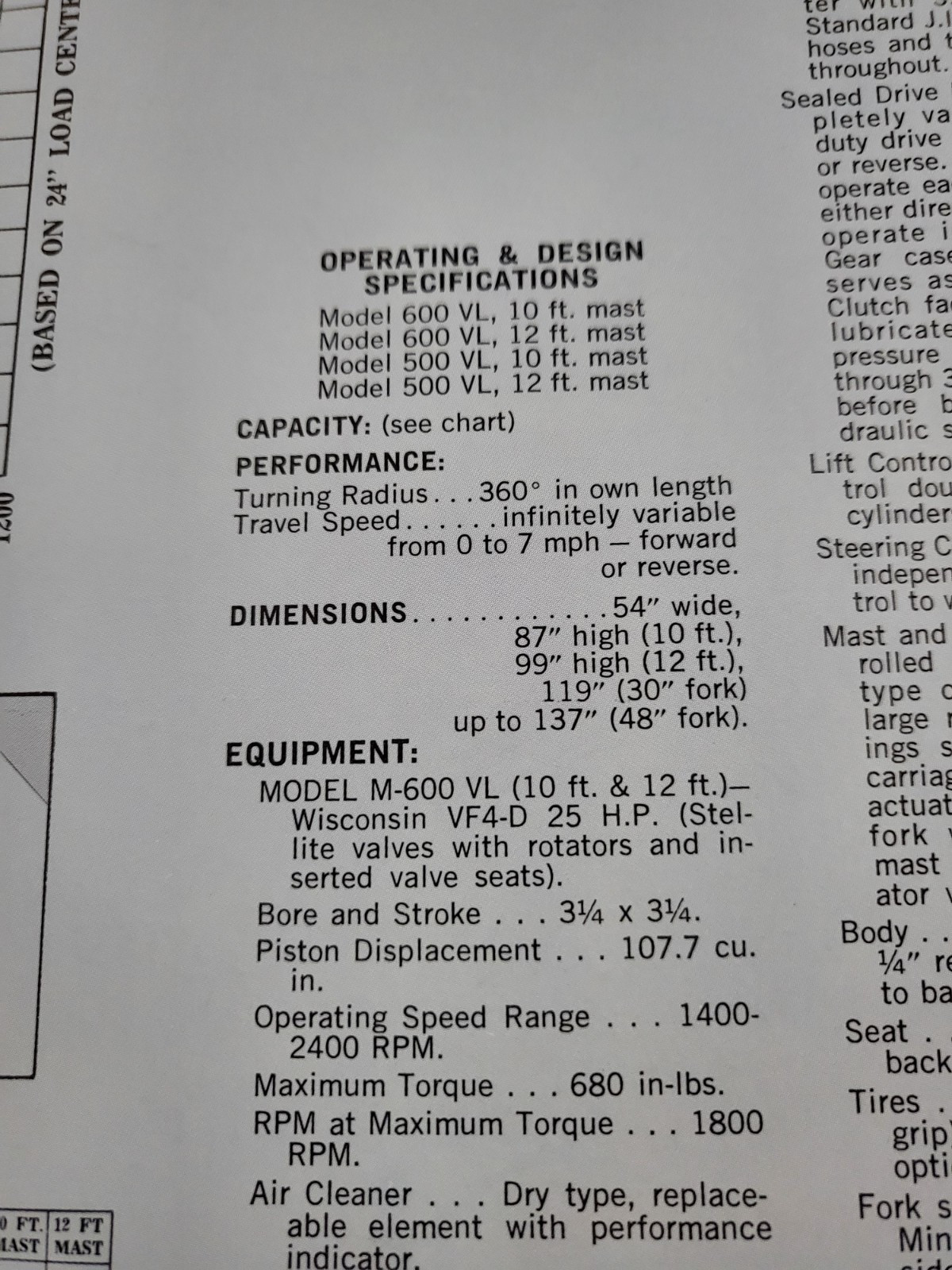 Vintage 1971 BROCHURE Melroe Bobcat Skid Steer Loader Fork Lift 500VL & 600VL