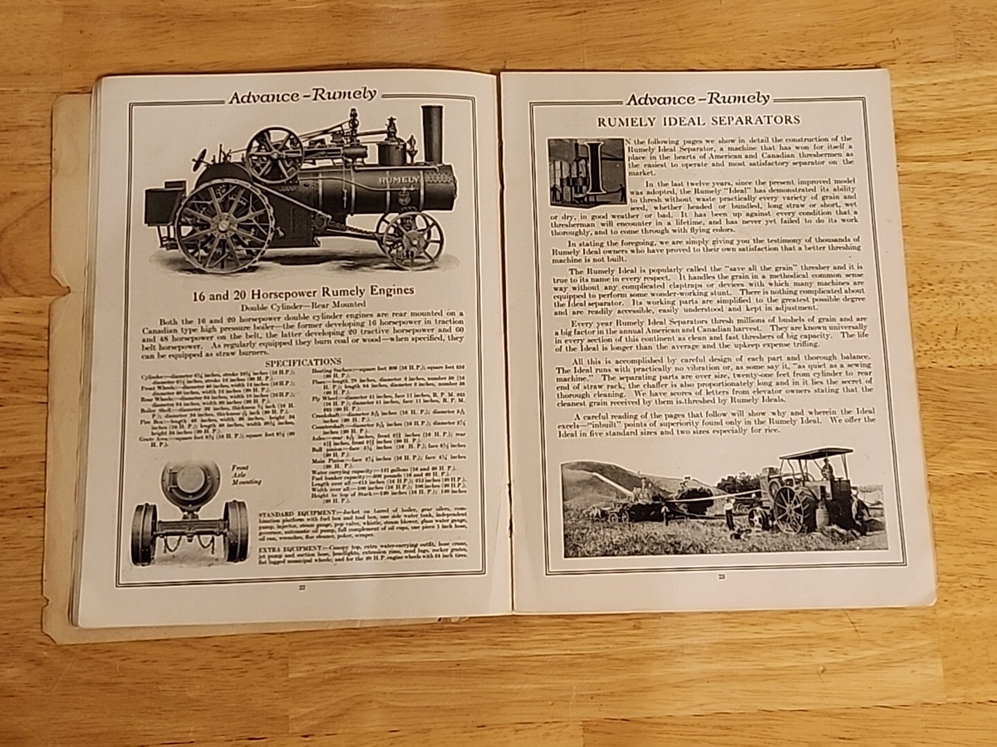 Advance Rumely Threshing Machinery Tractor Sales Brochure Oilpull