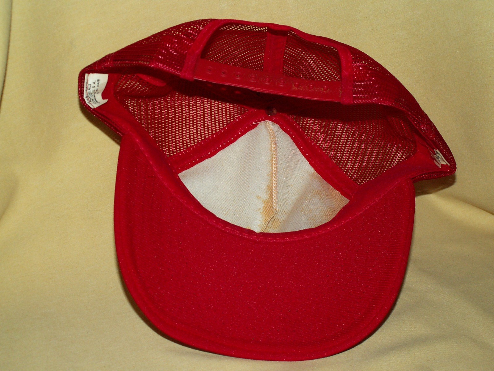 JESSE JONES HAT BASEBALL CAP VINTAGE ADJ SNAPBACK RED FRANKS SAUSAGE AS IS.