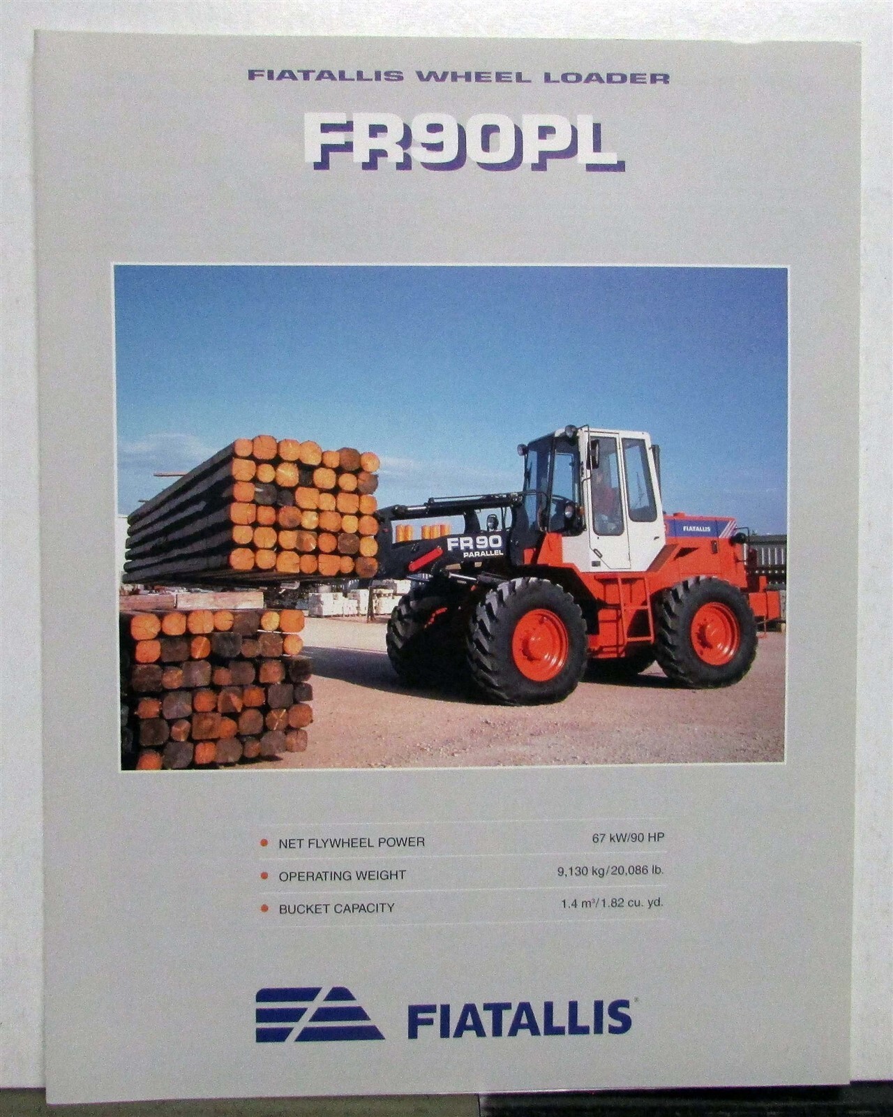1995 Fiat-Allis FR90PL Wheel Loader Diagrams Performance Data Sales Folder