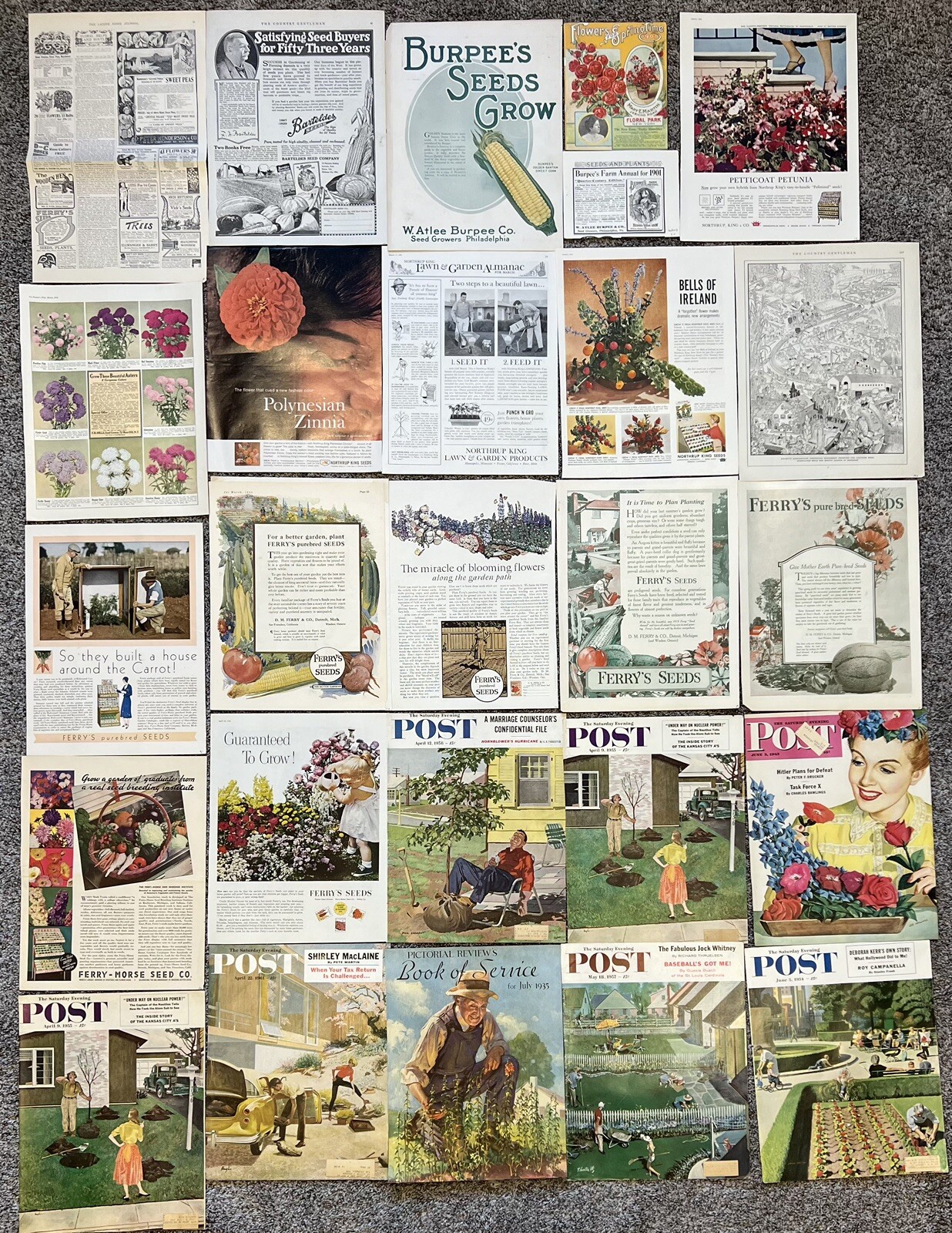Vintage Burpee’s Ferry’s Gardening Flowers Seed Ephemera Prices Print Ads Read