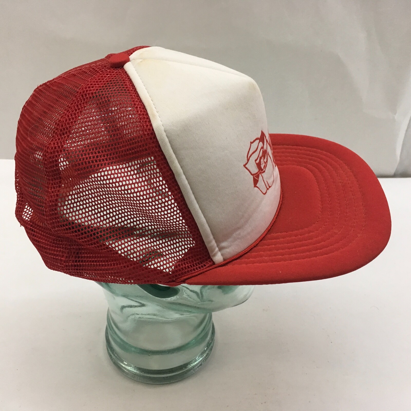 Vintage Farmer Mesh Snapback Hat Red White Trucker Cap Southern USA