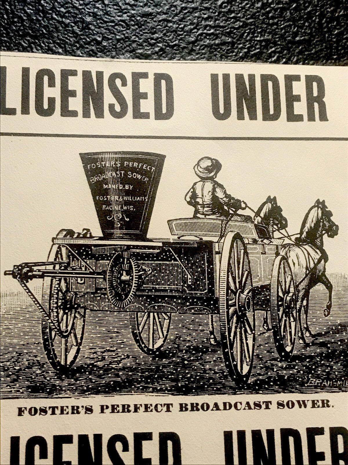 1889 Stowbridge Sower & Mills Farm Advertising – Racine – Wisconsin