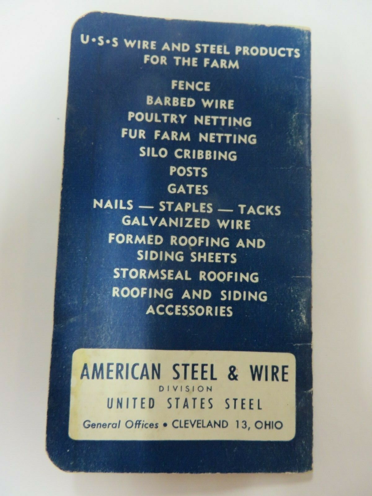 Vintage USS American Fence Notepad Osborne Lumber Co Osborne, Kansas Advertising