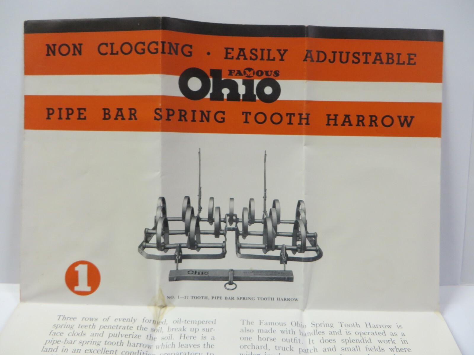 Vtg FAMOUS OHIO HARROWS Advertising Ohio Cultivator Salina, KS Habiger Brothers