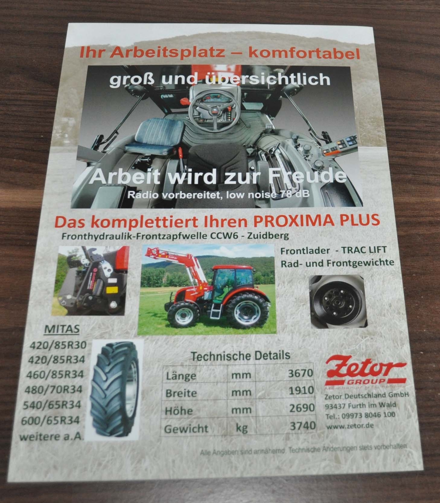 Zetor Proxima Plus 90 100 110 Tractor Specification Brochure Prospekt