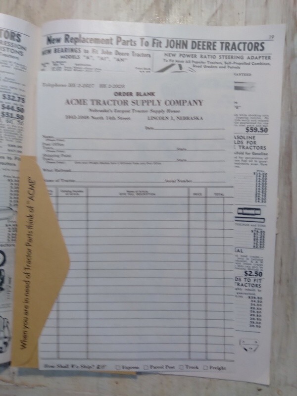 1960 Acme Tractor Supply Co. Catalog Lincoln NE Nebraska Largest Supply House