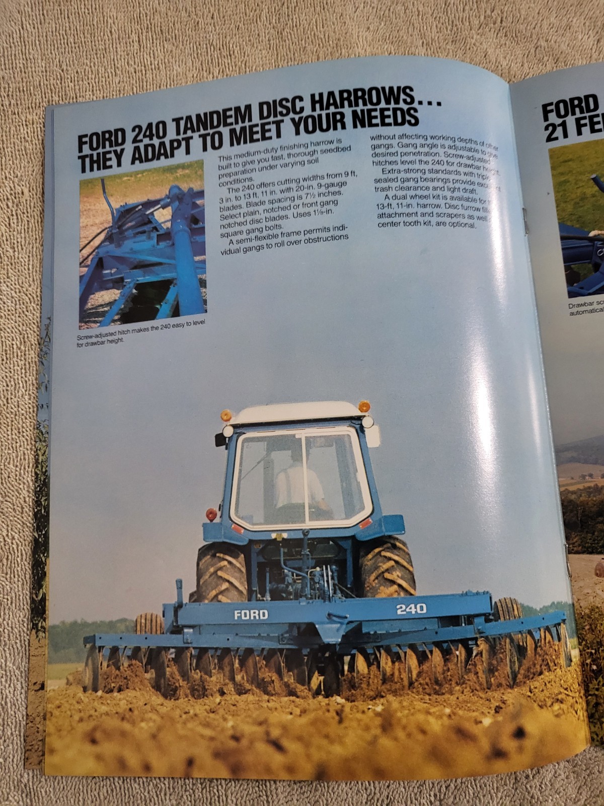 1984 Vintage Ford 200-251 Disk Harrow BROCHURE Tractor on Cover: TW-15 Troy, MI.