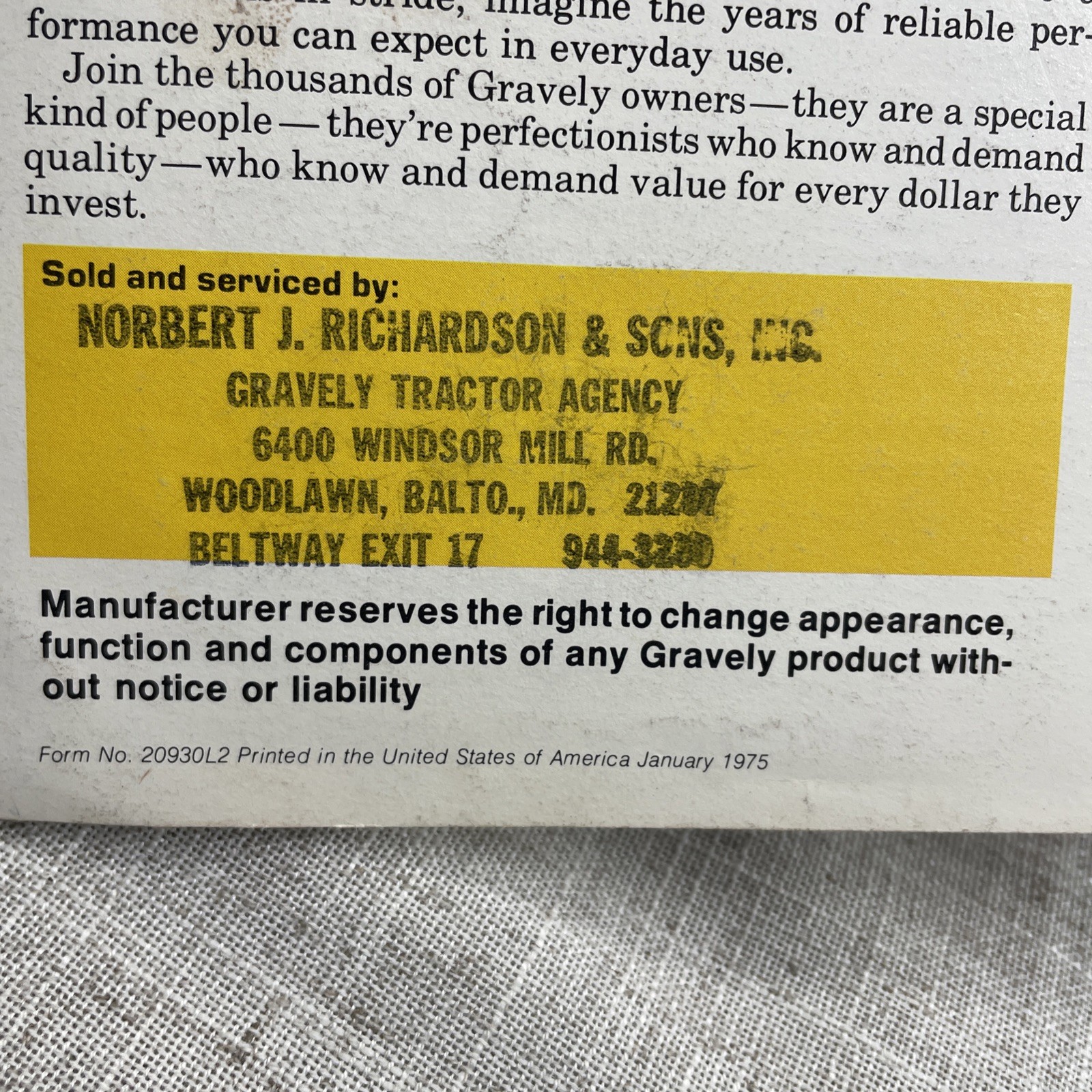 Gravely Garden Tractor Sales Catalog Brochure Vintage 1975 Lawn Equipment