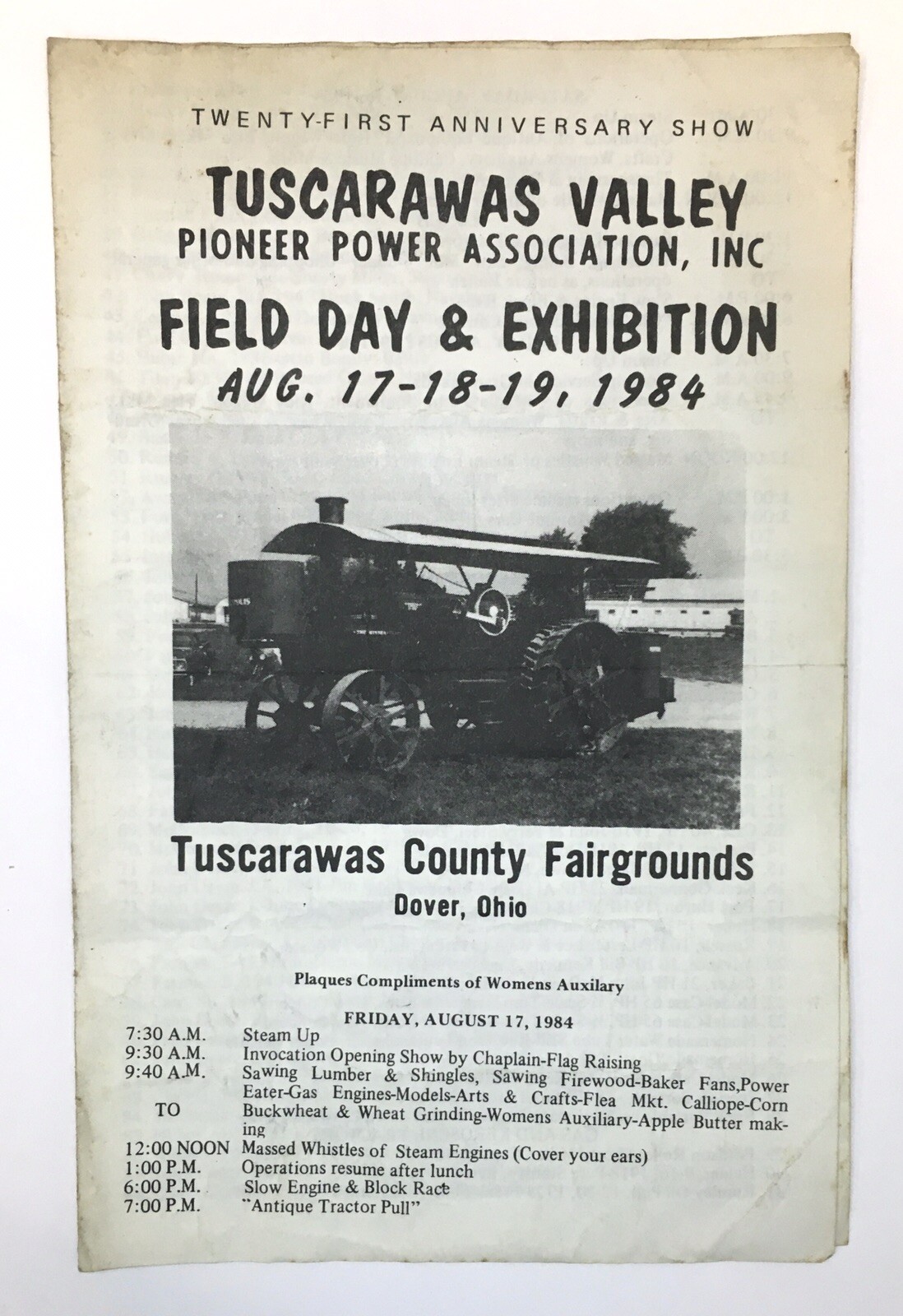 Tuscarawas Valley Pioneer Power 1984 Field Day & Exhibition Program Dover Ohio