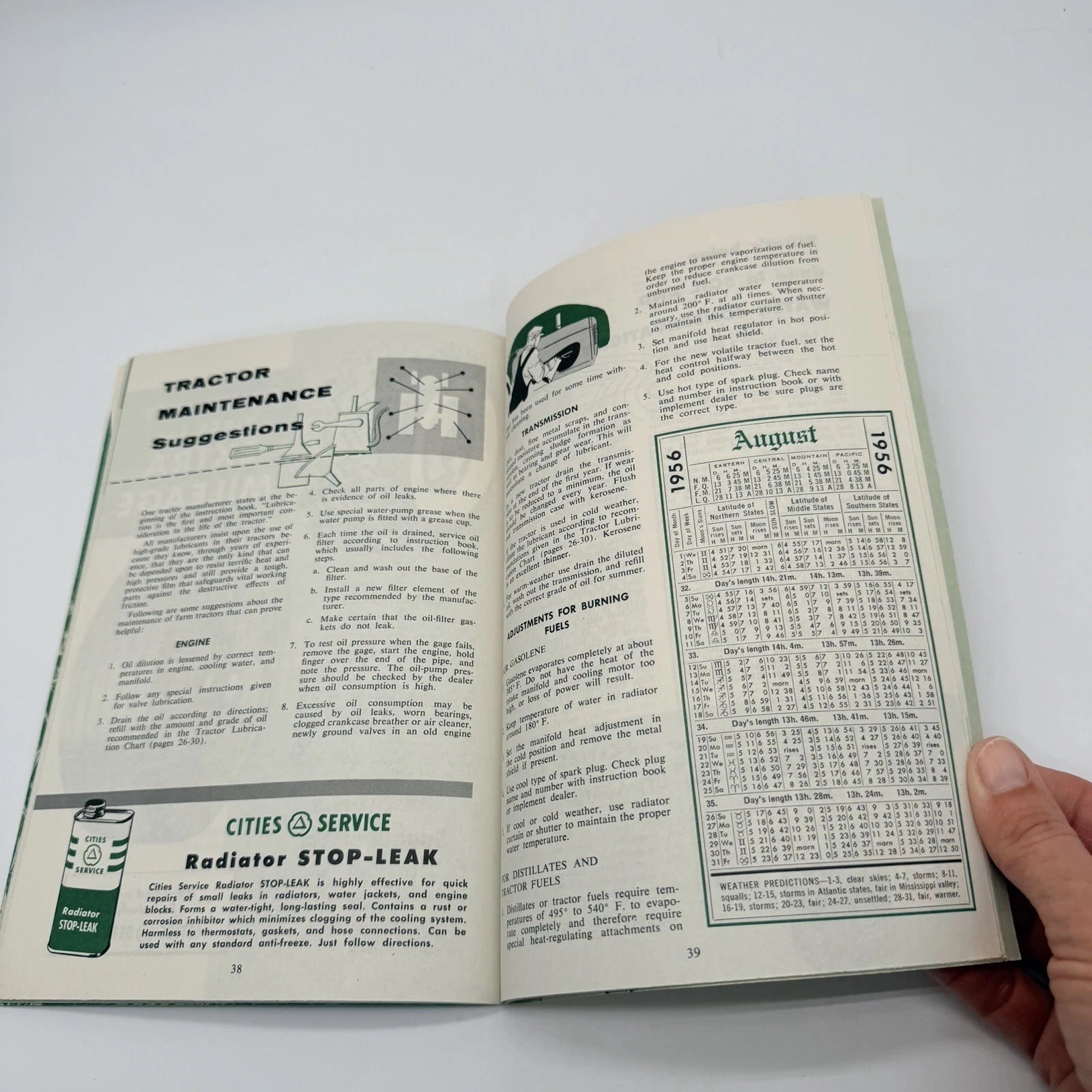 Vtg 1956 Farm Book & Almanac – Cities Service – 50s Tractor Gas Oil Agriculture