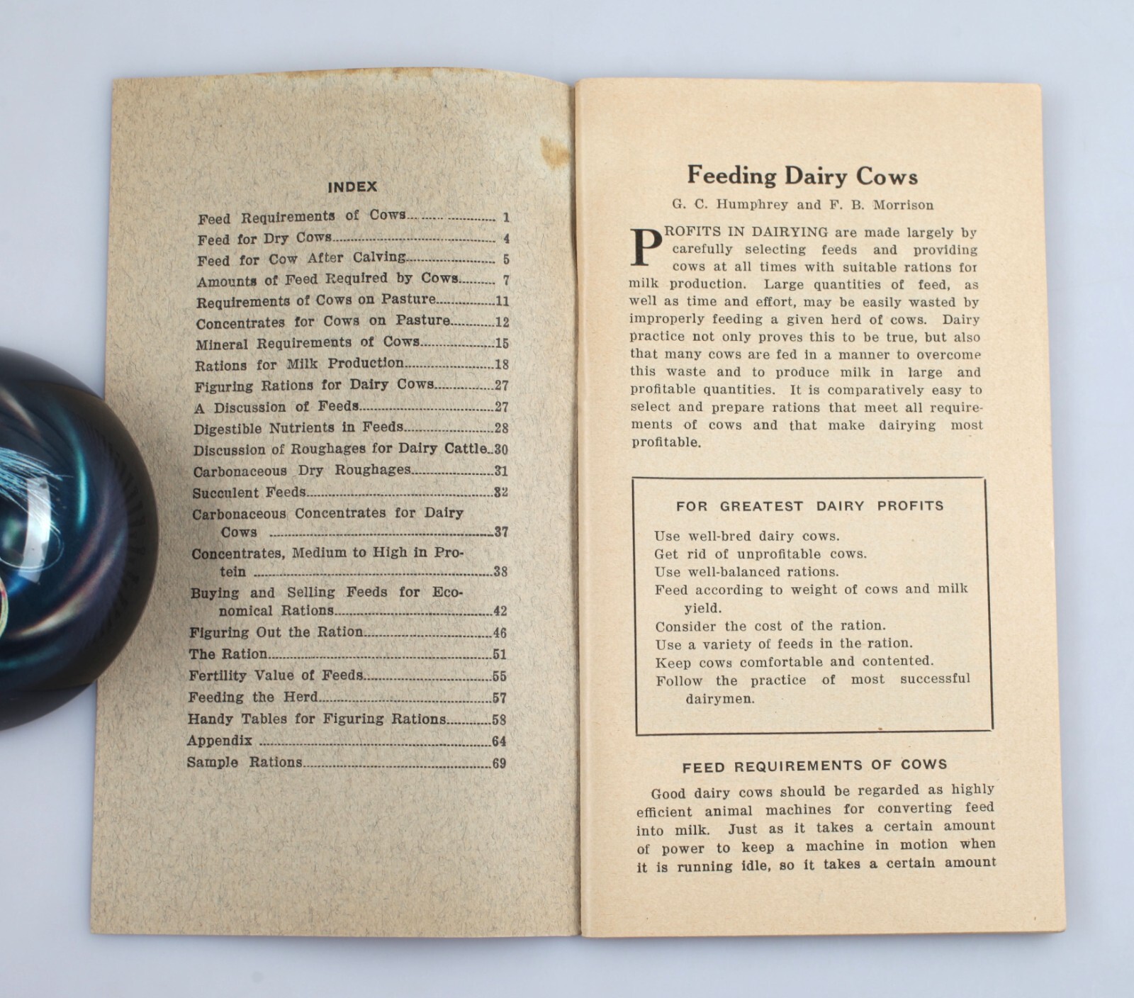 1923 Feeding Dairy Cows Booklet Wisconsin College of Agriculture Extension