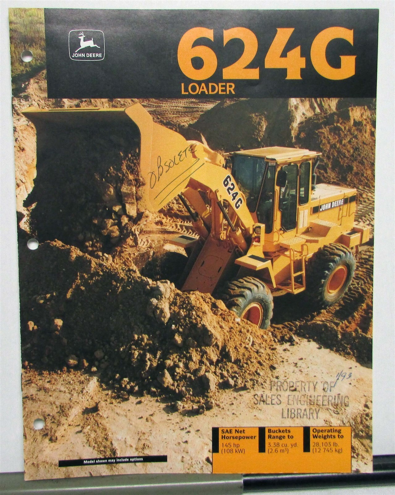 1992 John Deere 624G Loader Specifications Construction Sale Brochure