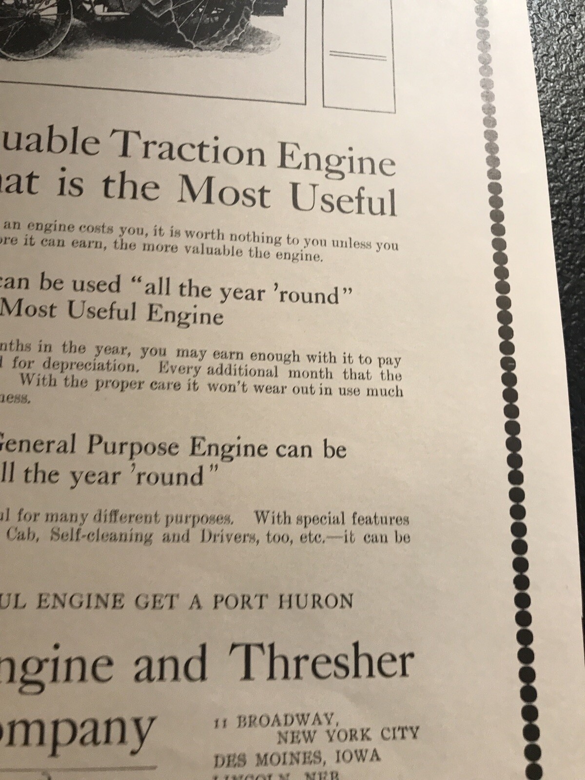 1903 Port Huron Engine & Thresher Farm Implements Advertising – Michigan