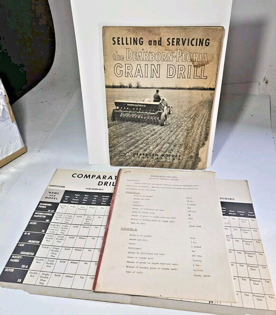 1950 Dearborn-Peoria Grain Drill Sellers/Servicing Manual & Supplemental Papers