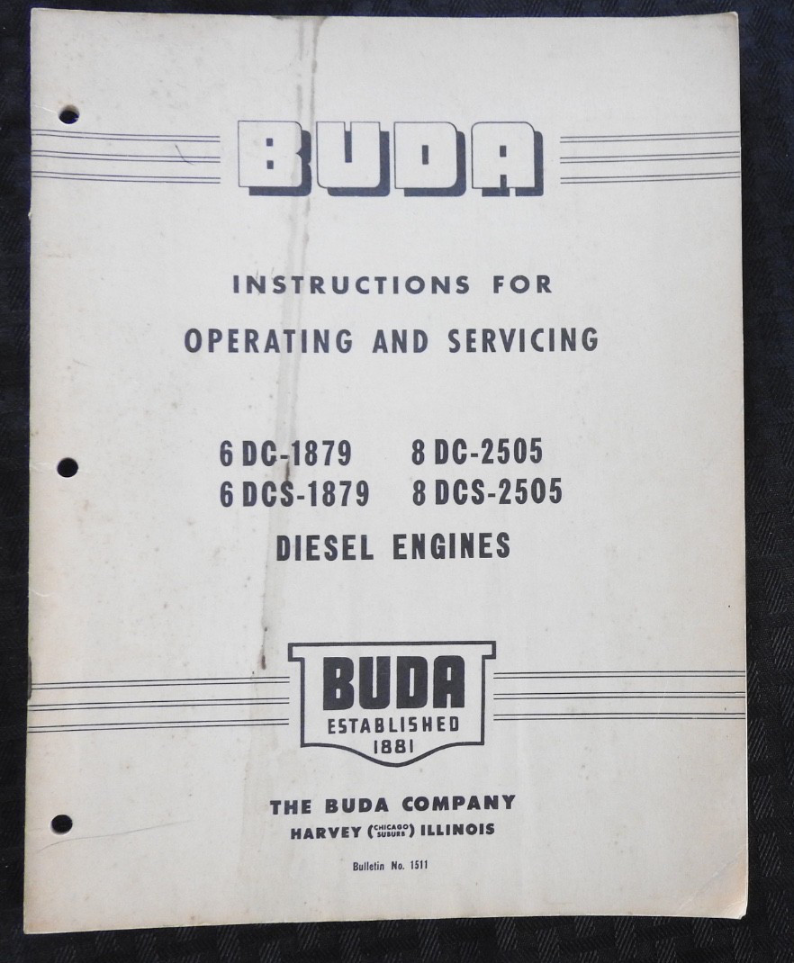 1950 Buda 6DC-1879 6DCS-1879 8DC-2505 8DCS-2505 Diesel Engine SERVICE Manual