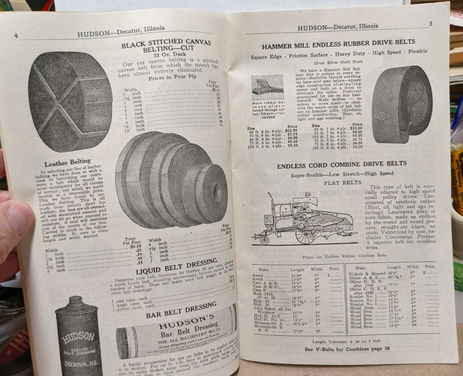 1946 Hudson Machinery & Supply Co Catalog Decatur Illinois IL Thresher Supplies