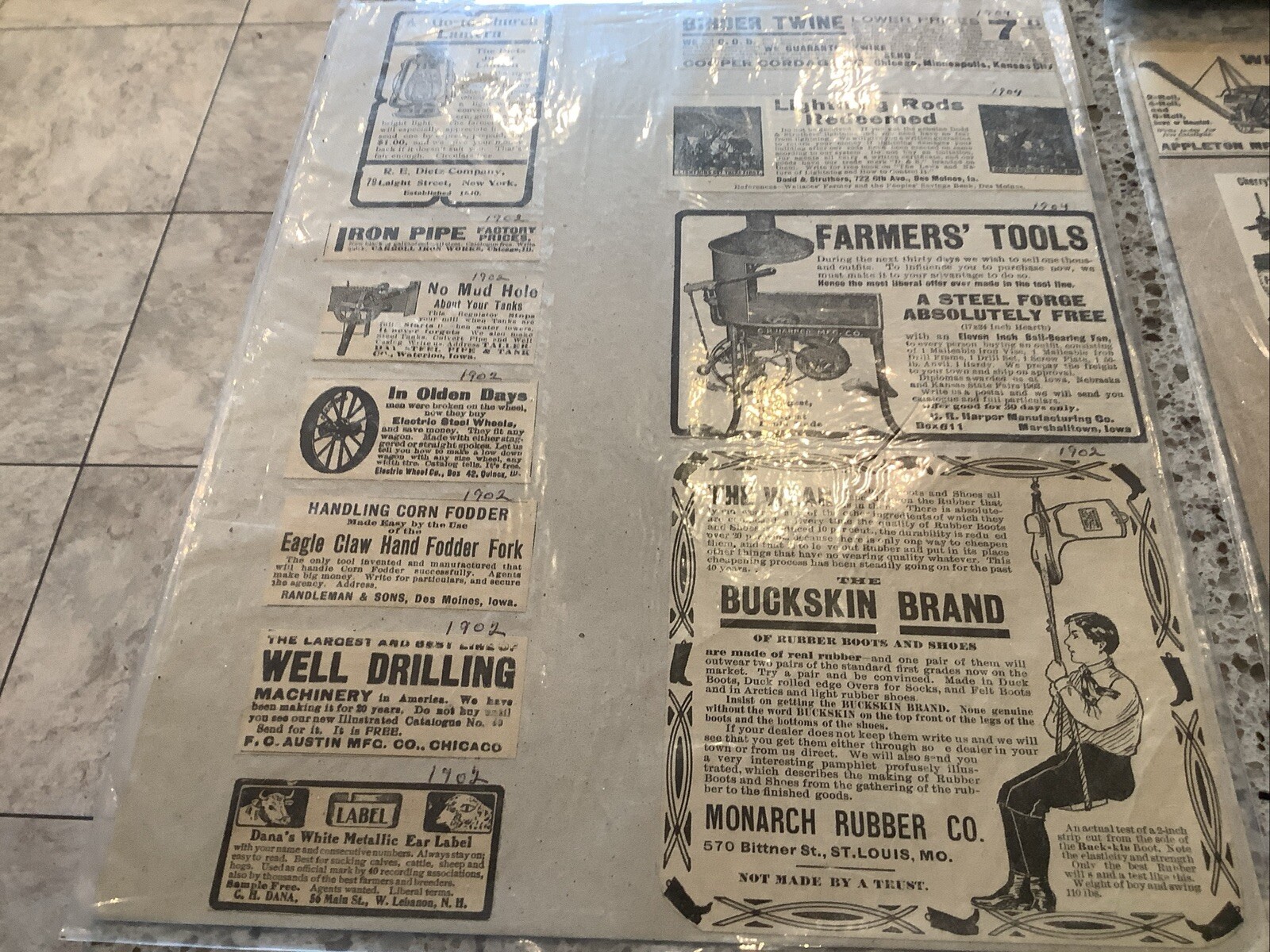 80+ B&W Print Magazine ads Farm Related 1900-10 Land Machinery Feed Gloves More