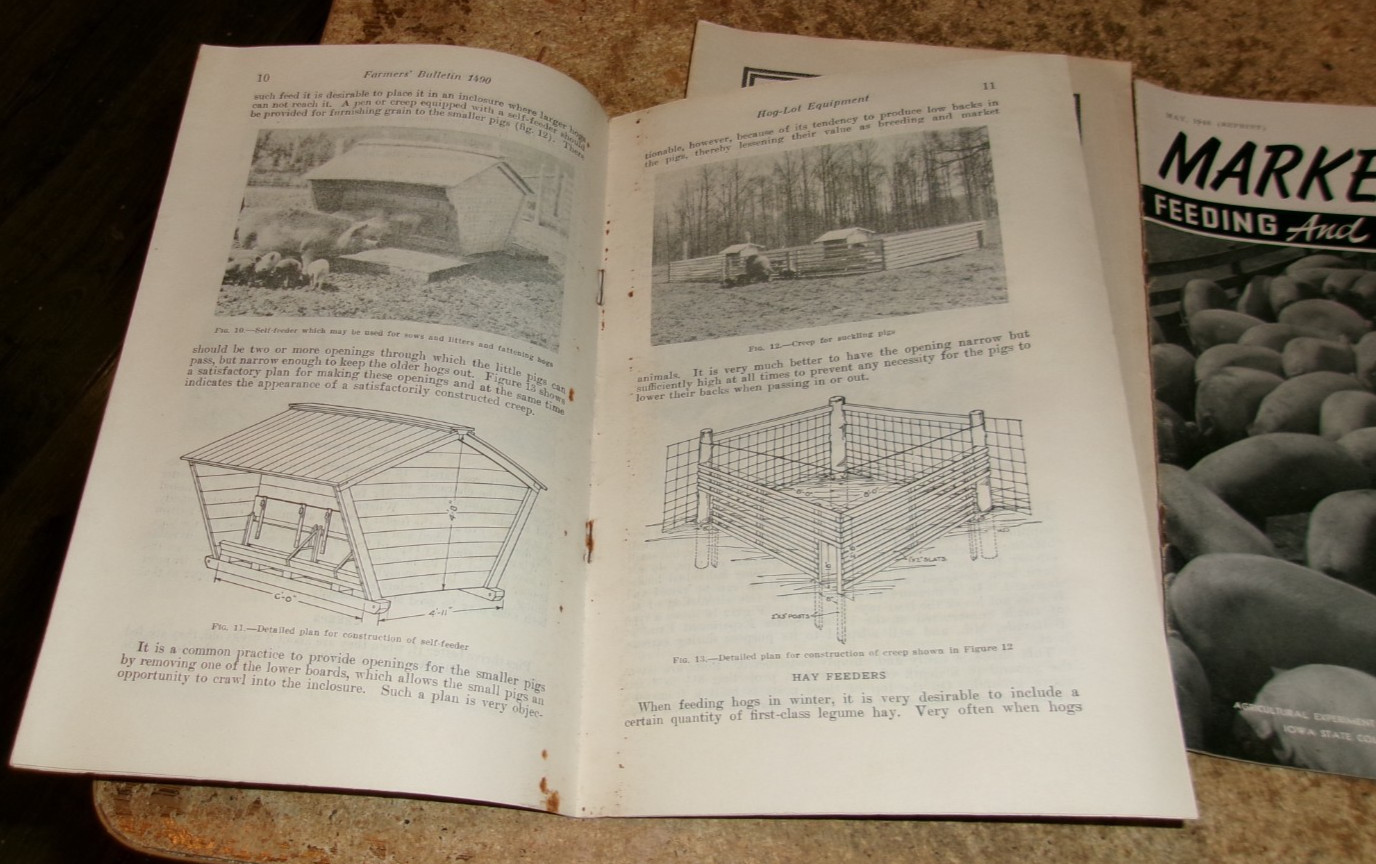 4-lot 1940&rsquo;s Iowa State + USDA assorted hog bulletins in good shape used