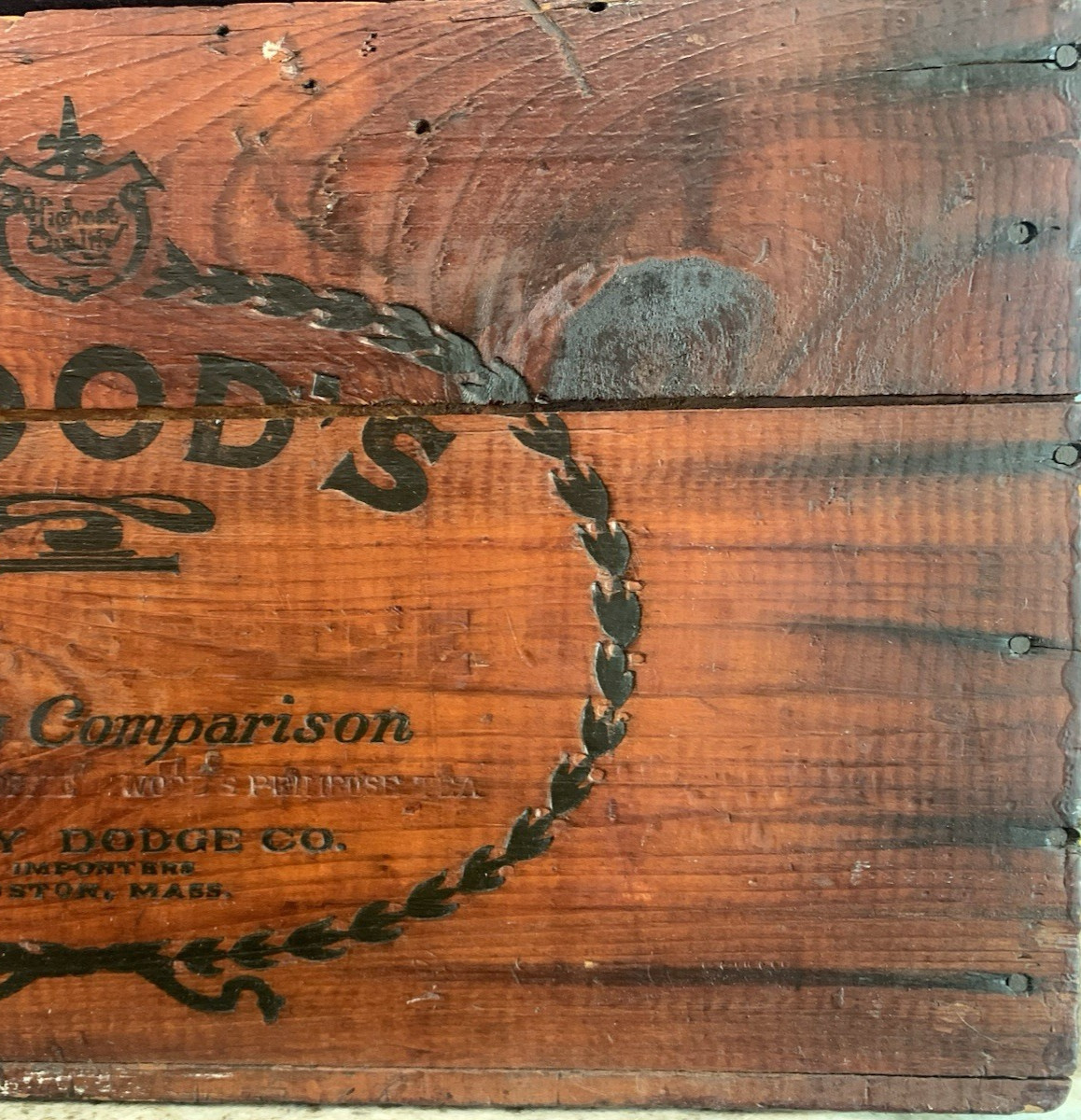 Wood&rsquo;s TEAS & COFFEE BOSTON Mass Wood CRATE Box Early 1900&rsquo;s