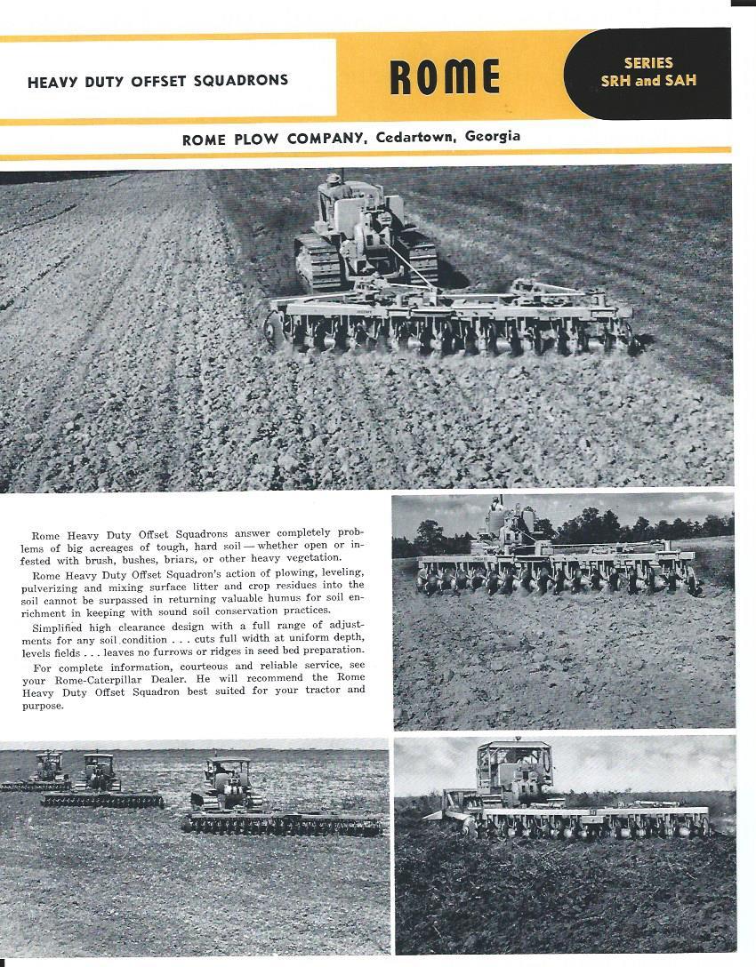 Farm Implement Brochure – Rome SRH SAH HD Offset Squadrons Harrow 1956 (FB506)
